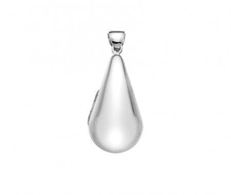 Silver plain puffed teardrop locket 22