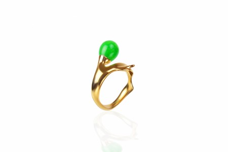 Branch ring med Jade, forgylt