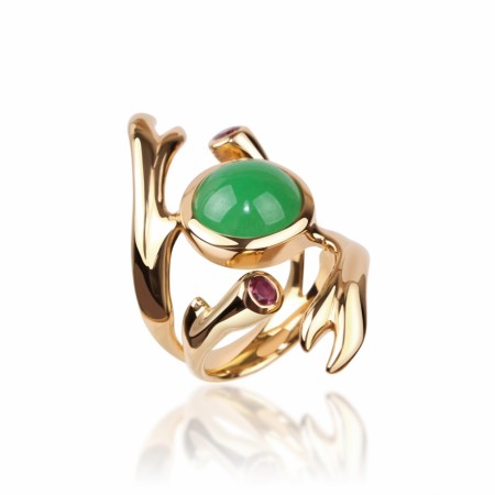 Freesia ring med Jade og tourmaliner.