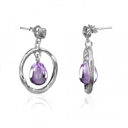 Round branch earrings med Ametyst